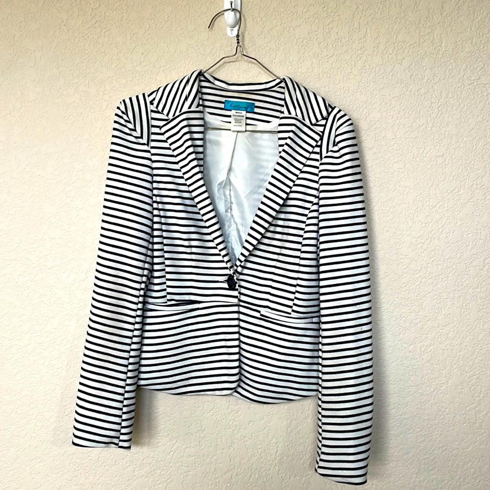 Black and white striped blazer